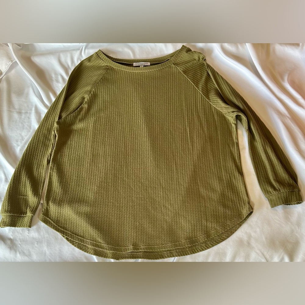 Chic Soul Curved Hem Slouchy Dolman Tunic, Green Thermal